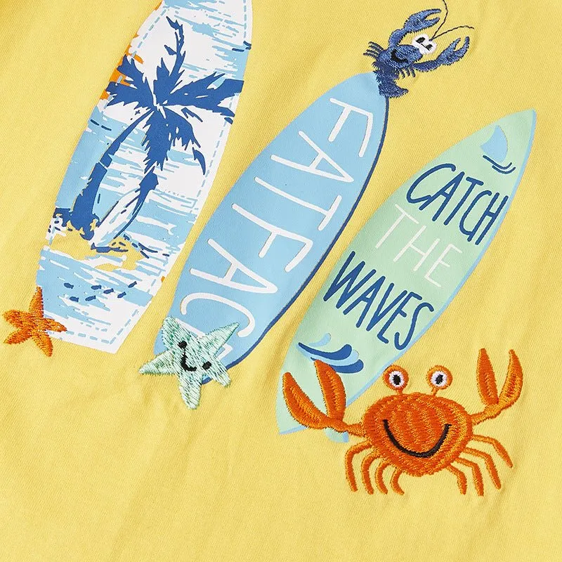 Toddler/Kid Boy's Surfing Beach Vibes Tee with Shorts Set