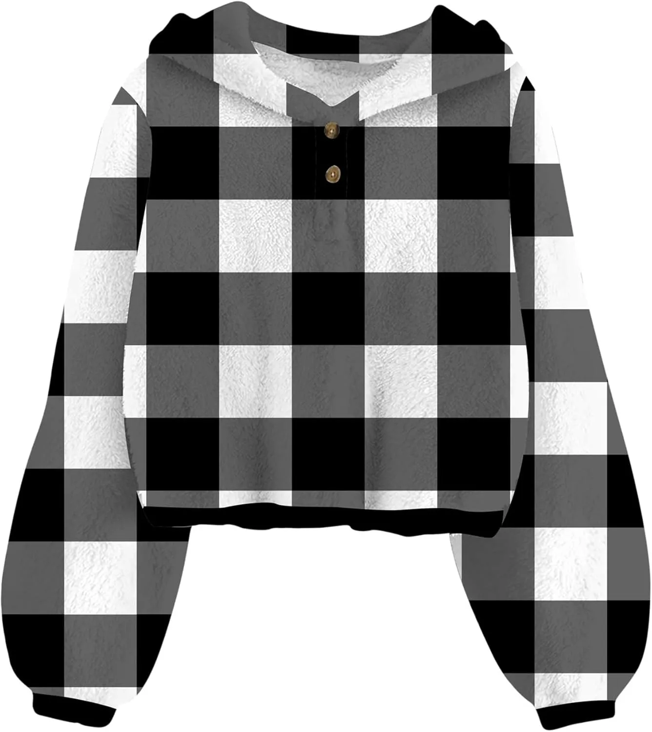 TUONROAD Girl's Fuzzy Hoodies Warm Loose Button Pullover Oversized Sherpa Jacket Coat