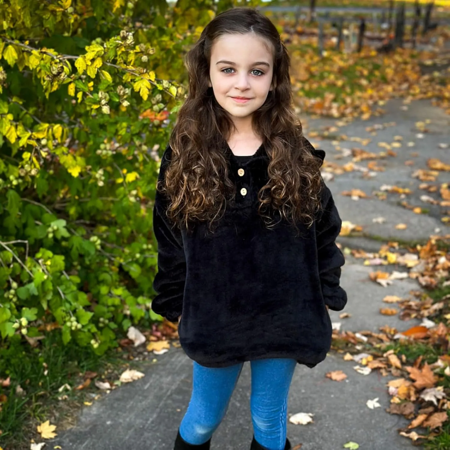 TUONROAD Girl's Fuzzy Hoodies Warm Loose Button Pullover Oversized Sherpa Jacket Coat