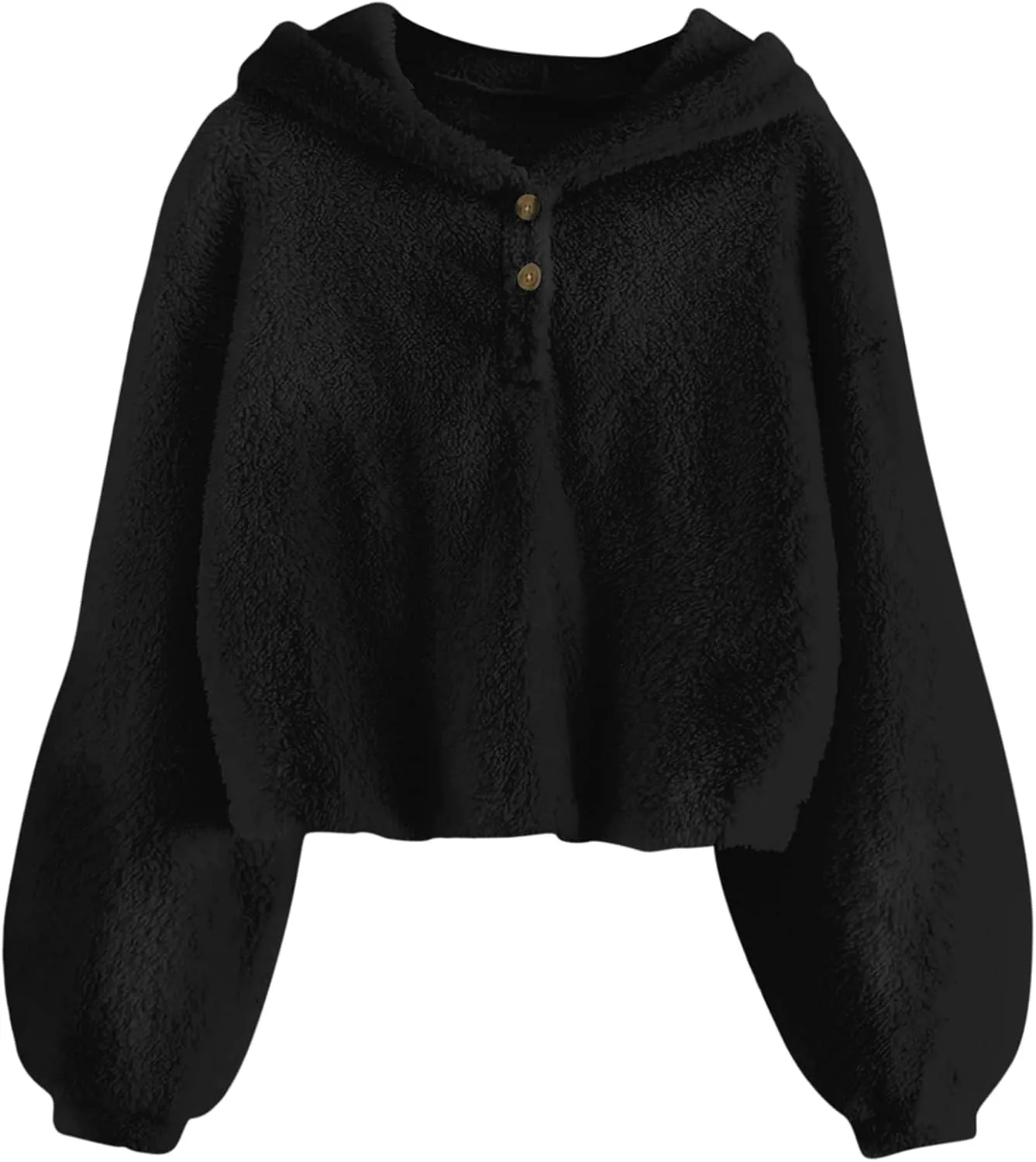 TUONROAD Girl's Fuzzy Hoodies Warm Loose Button Pullover Oversized Sherpa Jacket Coat