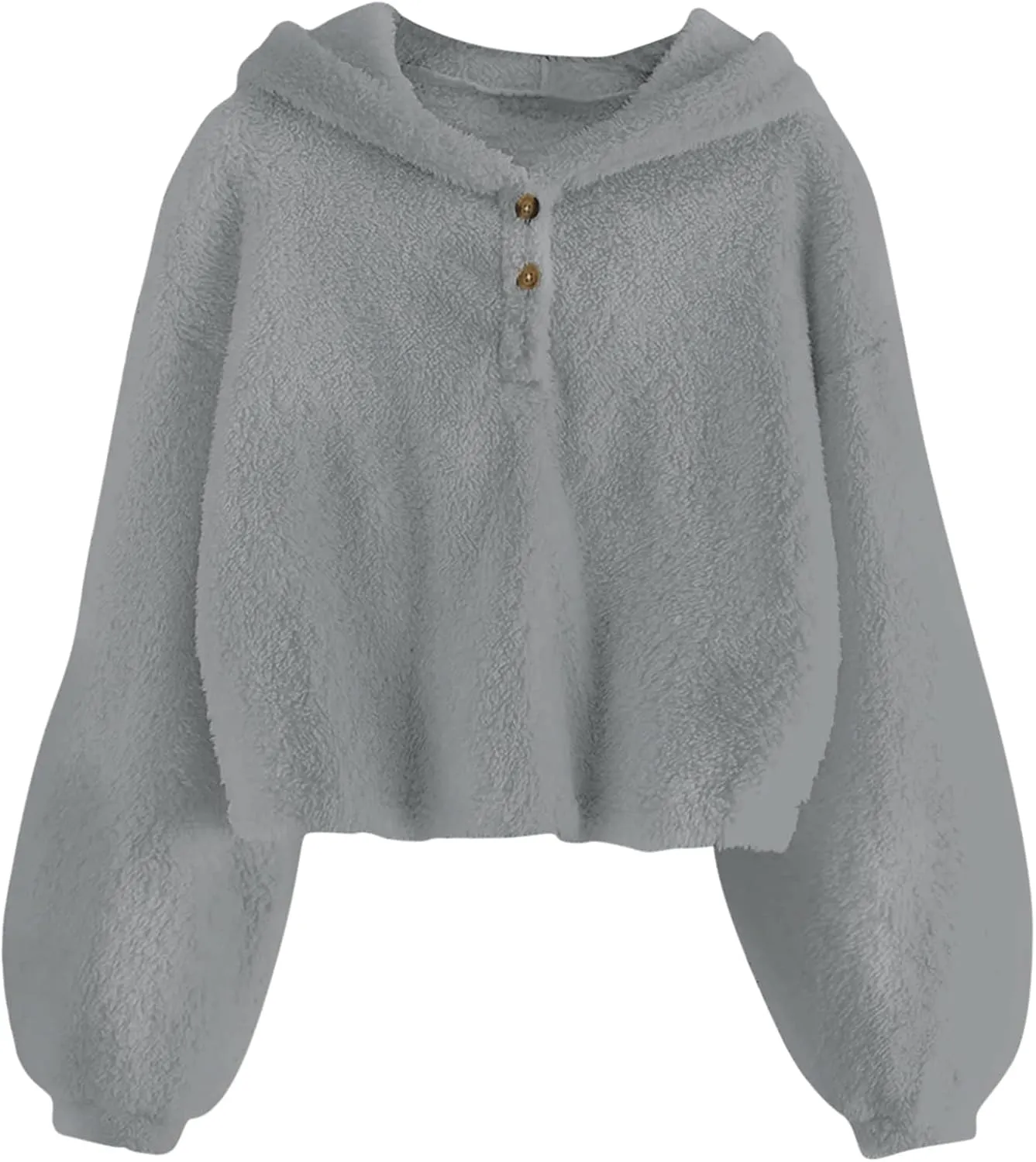 TUONROAD Girl's Fuzzy Hoodies Warm Loose Button Pullover Oversized Sherpa Jacket Coat