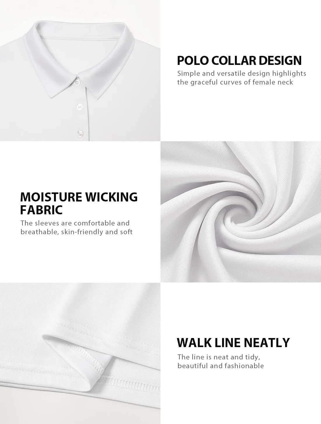Ullnoy Lightweight Golf Shirts for Women Moisture Wicking Long Sleeve Polo Shirt Women Quick Dry Activewear Golf Tops Pack