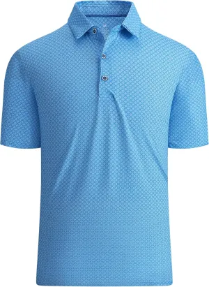 WARHORSEE Mens Golf Polo Shirts Short Sleeve Quick Dry, Performance Stretchy Casual Polo Shirts for Men