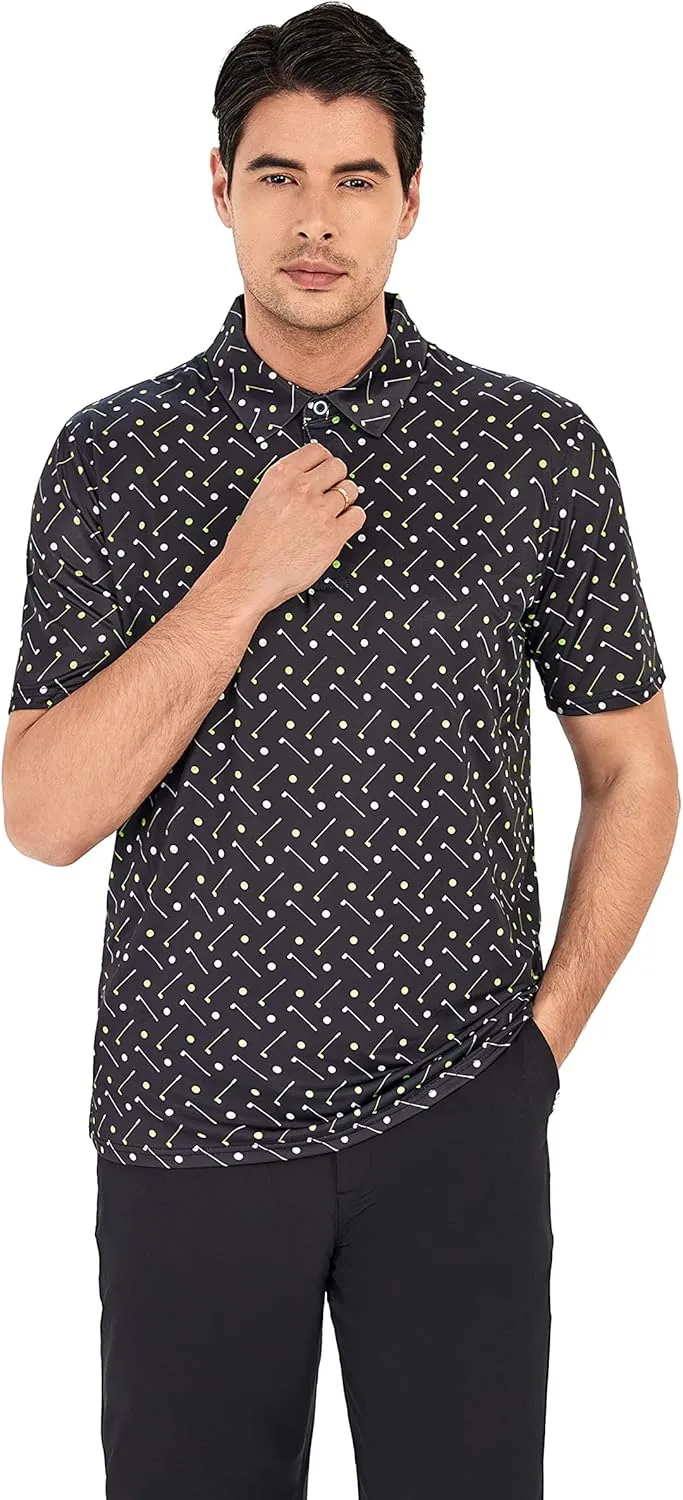 WARHORSEE Mens Golf Polo Shirts Short Sleeve Quick Dry, Performance Stretchy Casual Polo Shirts for Men