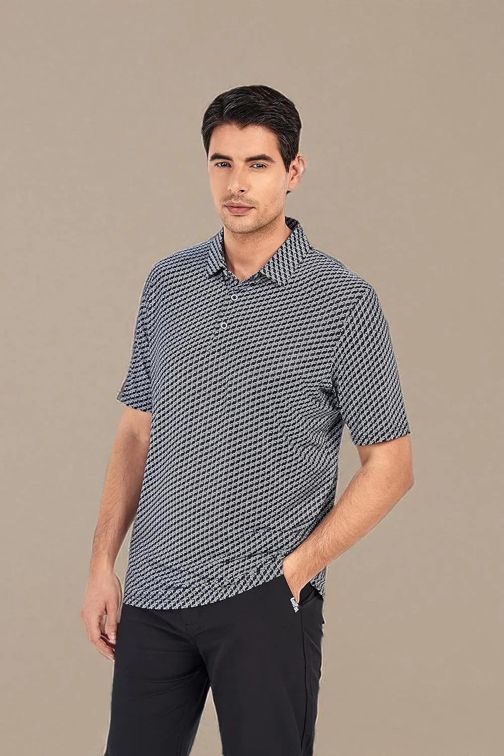WARHORSEE Mens Golf Polo Shirts Short Sleeve Quick Dry, Performance Stretchy Casual Polo Shirts for Men