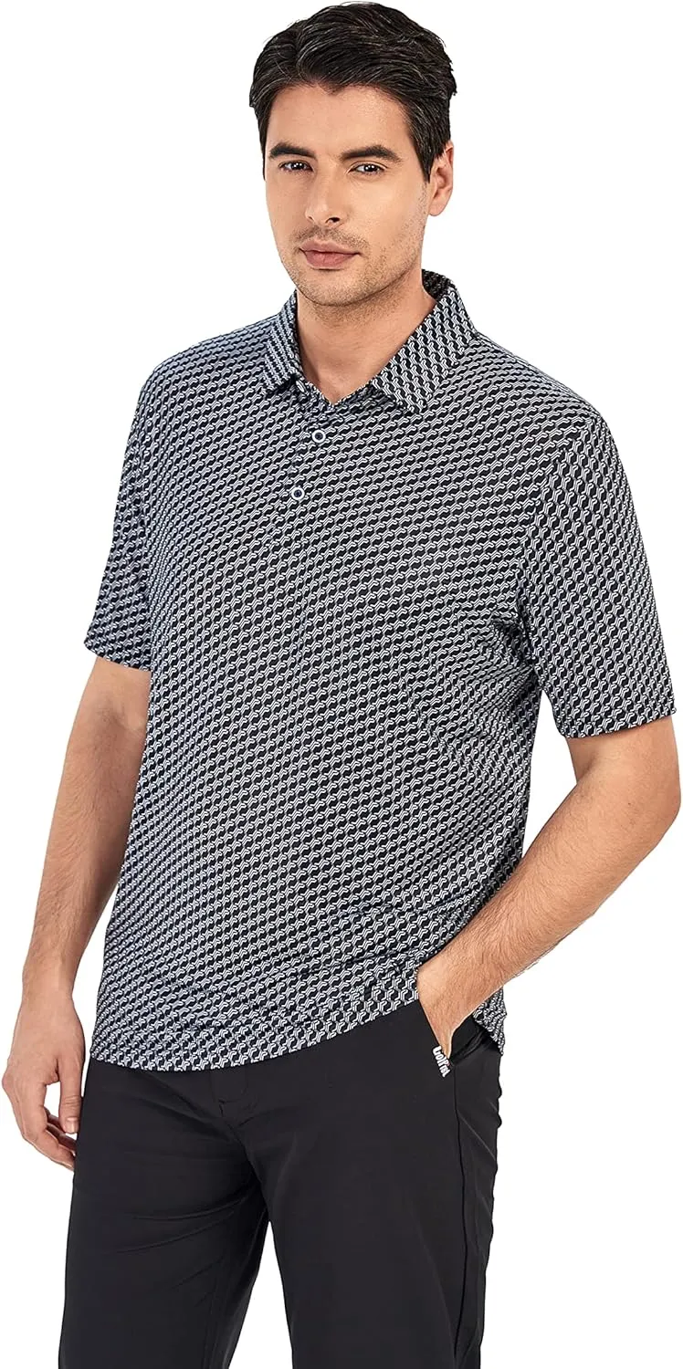 WARHORSEE Mens Golf Polo Shirts Short Sleeve Quick Dry, Performance Stretchy Casual Polo Shirts for Men