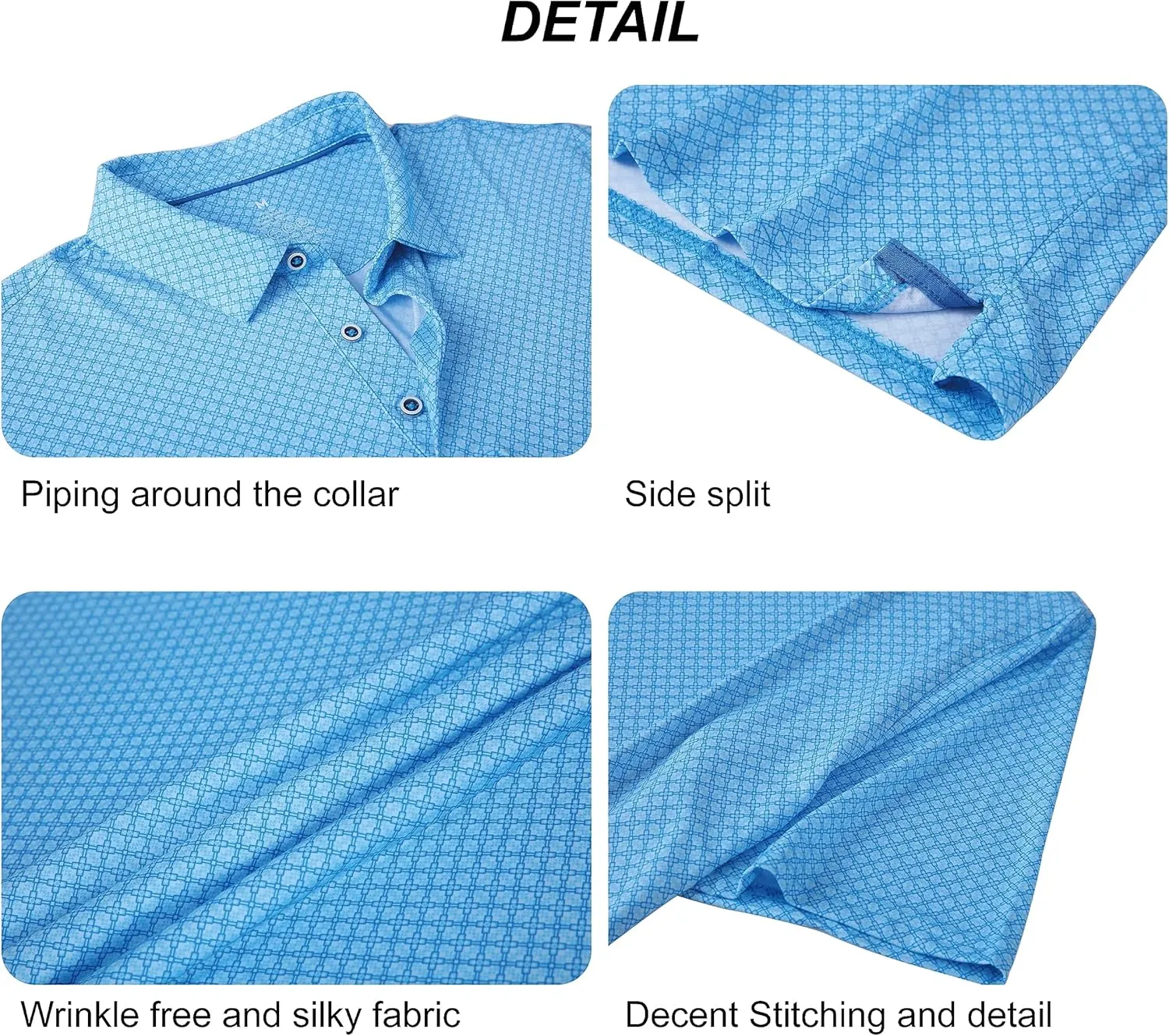 WARHORSEE Mens Golf Polo Shirts Short Sleeve Quick Dry, Performance Stretchy Casual Polo Shirts for Men
