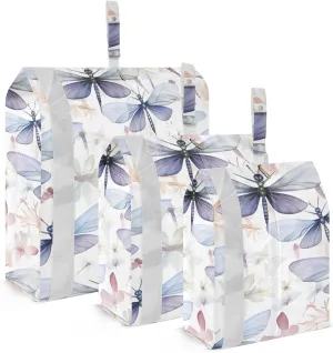 Watercolor Dragonflies Packing Cubes for Travel 3 Set Large Packing Cubes Luggage Cubes for Easy Packing