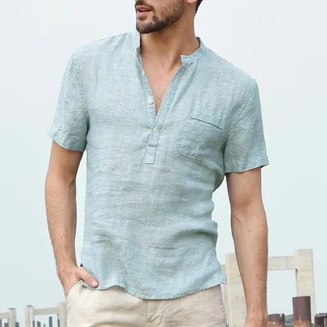 West Louis Short Sleeve Henley Collar Shirts