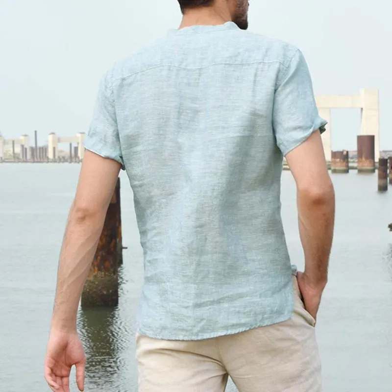 West Louis Short Sleeve Henley Collar Shirts