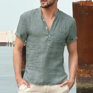 West Louis Short Sleeve Henley Collar Shirts