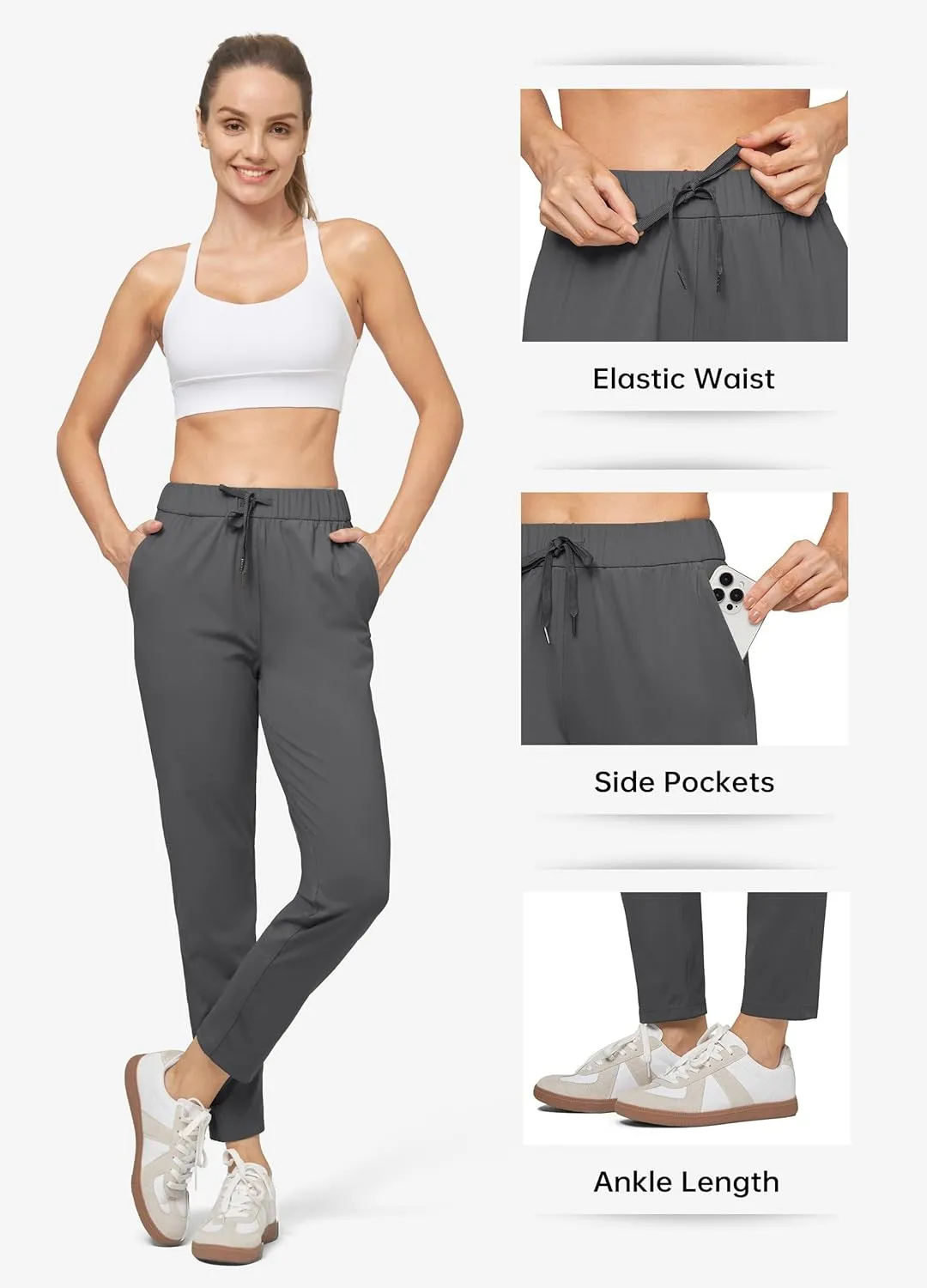 Willit Women's Golf Travel Pants Lounge Sweatpants 7/8 Athletic Pants Quick Dry On The Fly Pants
