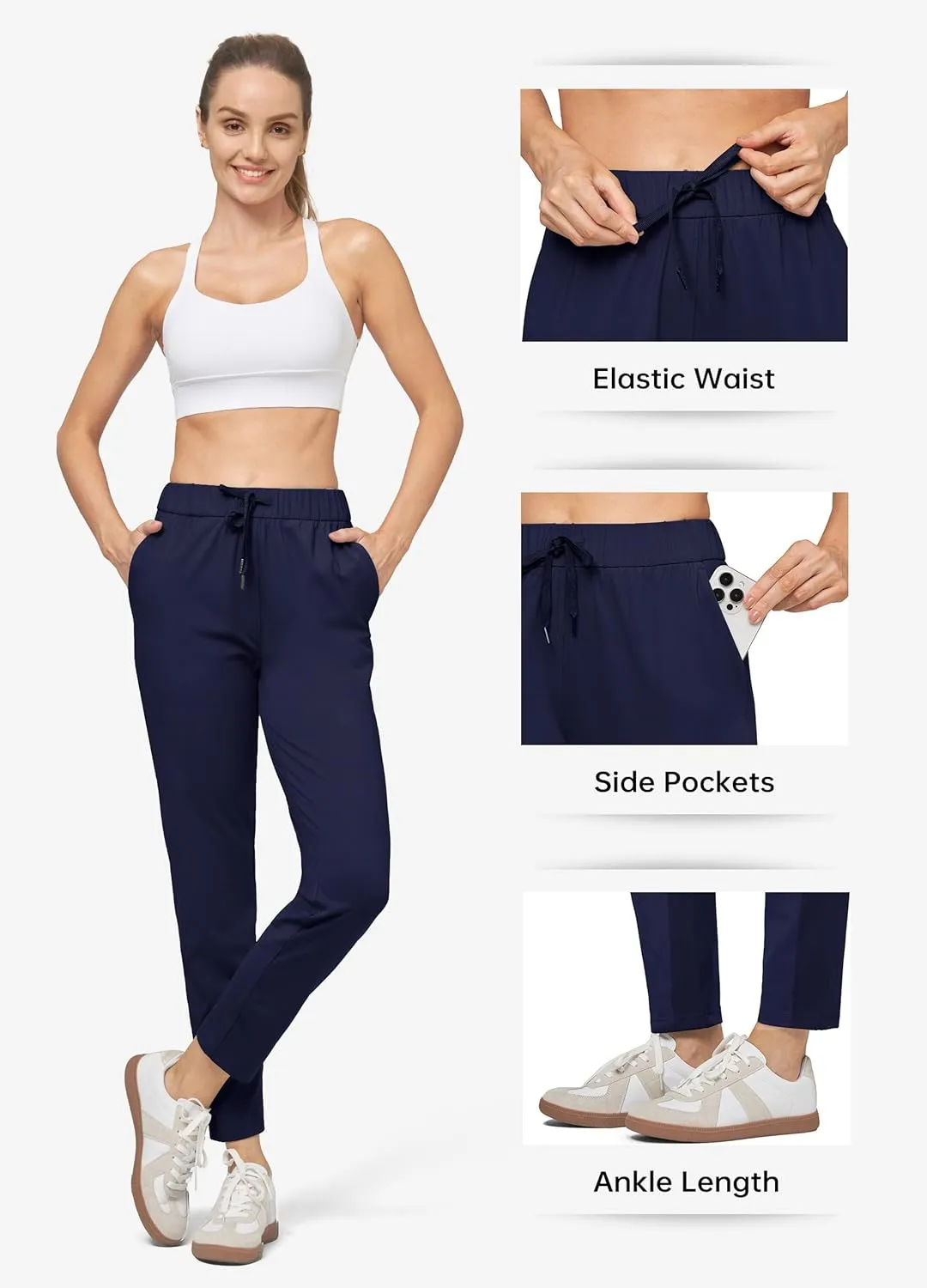 Willit Women's Golf Travel Pants Lounge Sweatpants 7/8 Athletic Pants Quick Dry On The Fly Pants
