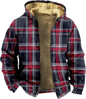 Winter Jackets for Men Heavyweight Sweatshirt Coat Hoodie Fleece Sherpa Lined Warm Jacket Zip Up Sweatshirt with Pockets