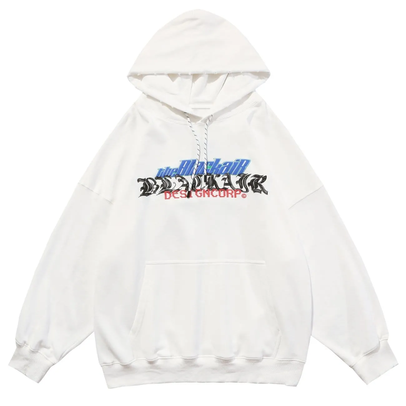 WLS Ripped Spider Embroidery Oversized Washed Hoodie