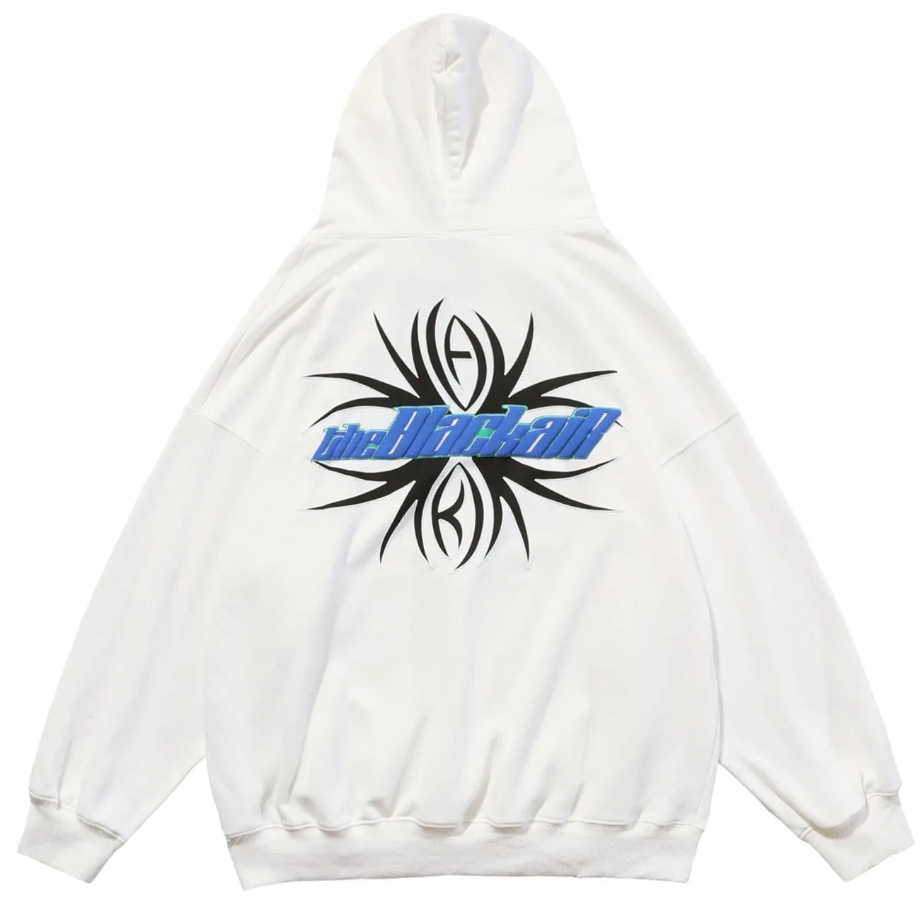 WLS Ripped Spider Embroidery Oversized Washed Hoodie