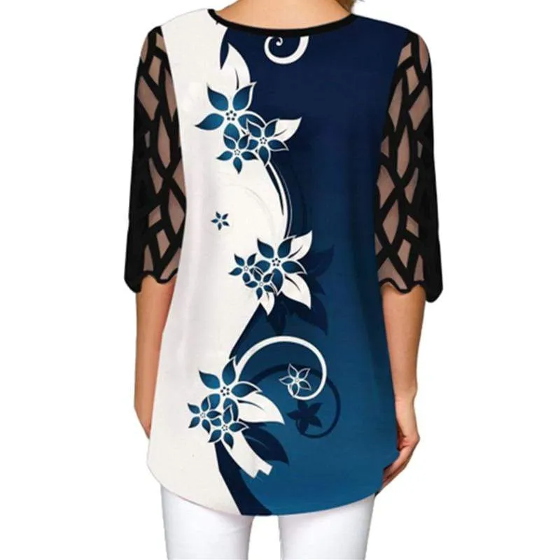 Women Tops Plus Size Casual Floral Print T Shirts
