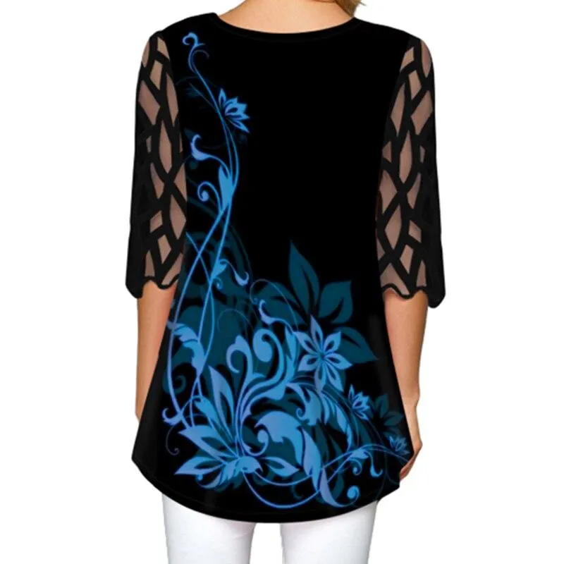 Women Tops Plus Size Casual Floral Print T Shirts
