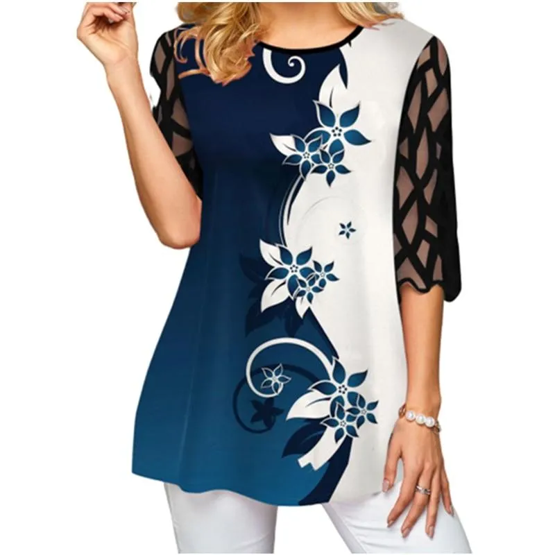 Women Tops Plus Size Casual Floral Print T Shirts
