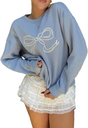 Women Y2K Oversized Sweatshirt Long Sleeve Crewneck Hoodies Cute Graphic Tee Shirts 2024 Fall Winter Pullover Tops