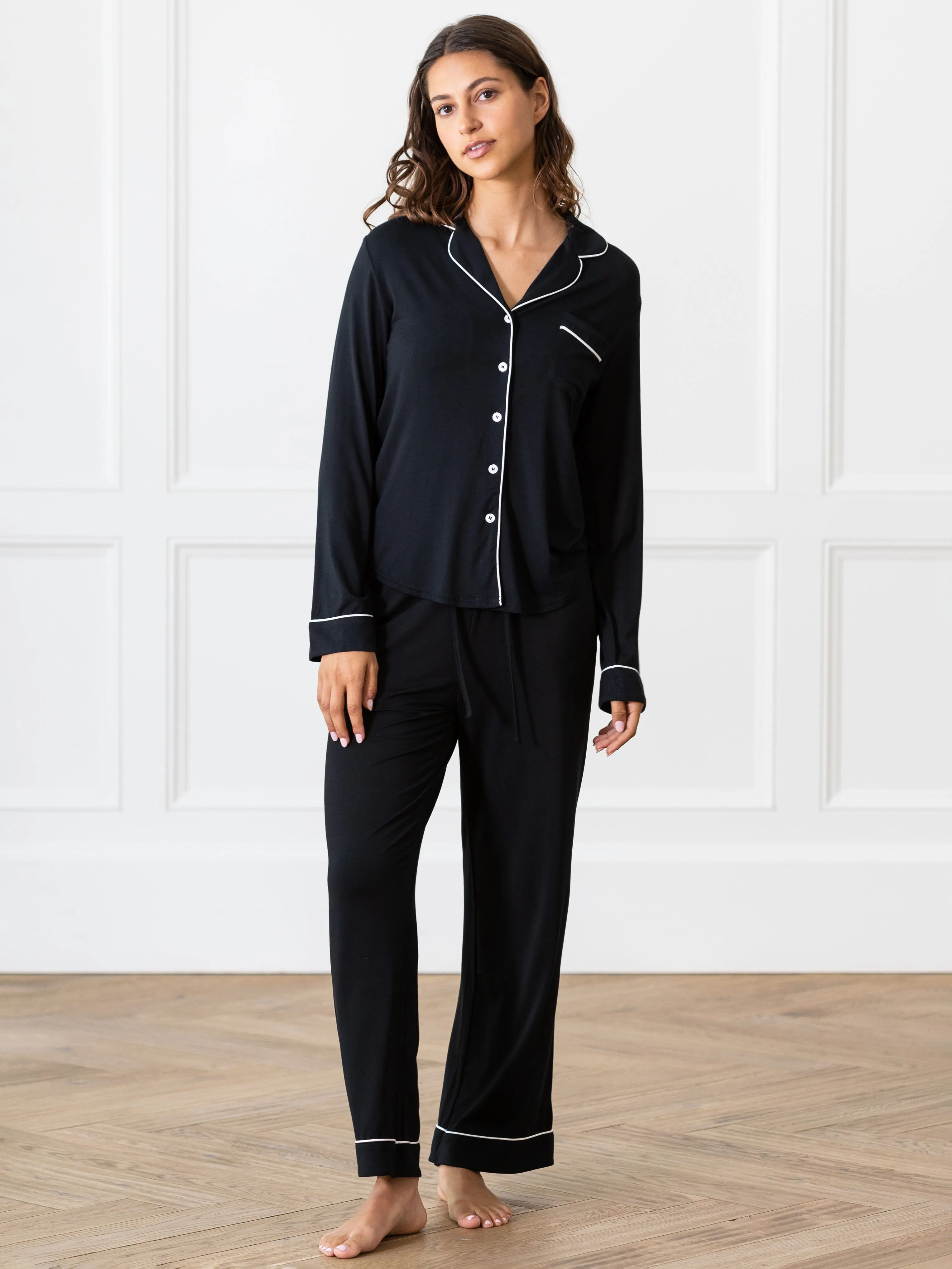 Women's Bamboo Stretch-Knit Long Sleeve Pajama Set PETITE