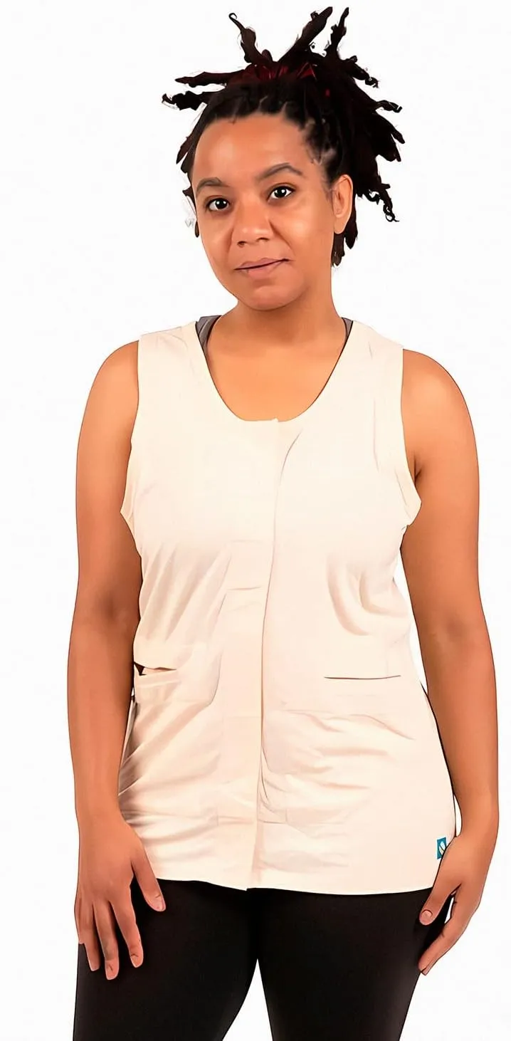 Women's Mastectomy Camisole with Drain Pockets - Post Surgery Clothes, JP Drain Holder, Easy Front Access