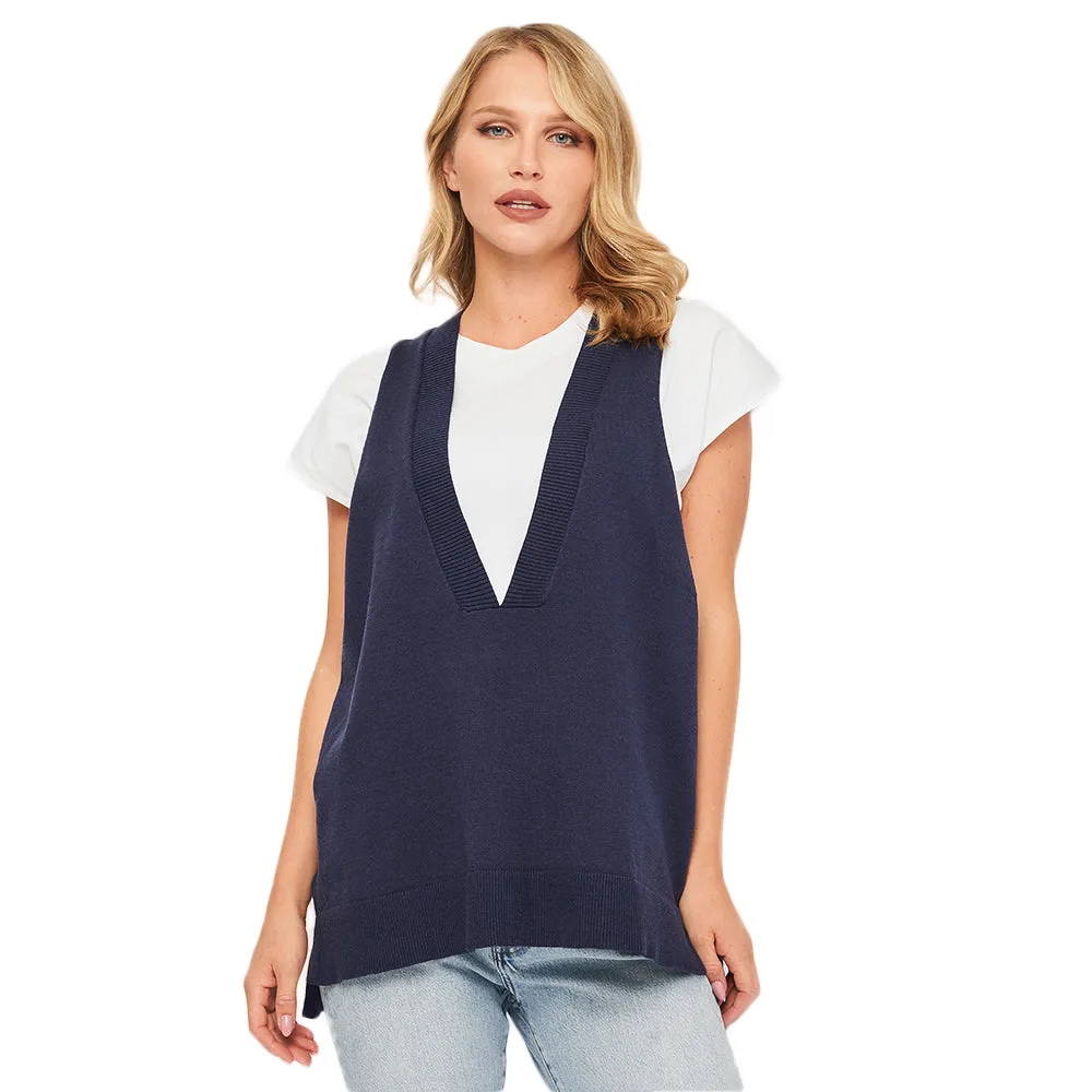 Women's Oversized Sleeveless Sweater,Navy