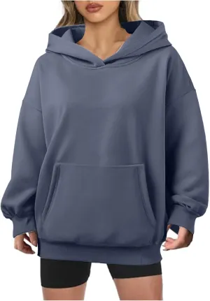 Womens Oversized Sweatshirts Pullover Hoodies Fleece Sweaters Long Sleeve With Pockets Winter Fall Outfits Y2k Clothes