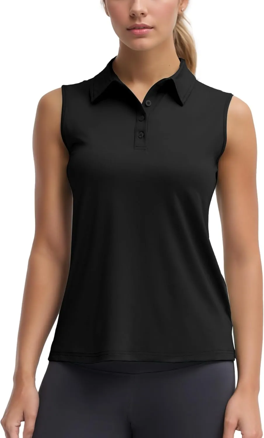 Women's Sleeveless Golf Polo Shirts UPF 50  Quick Dry Athletic Tops Shirts Workout Tennis Shirts with Buttons