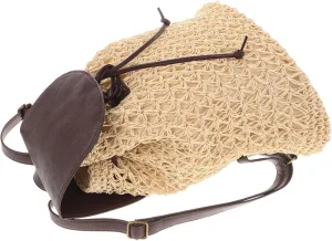 Woven Travel Backpack for Women Portable Leisure Bag with Inner Pocket for Beach Hiking Camping and Daily Use Comfortable Shoulder Strap Rustic Design