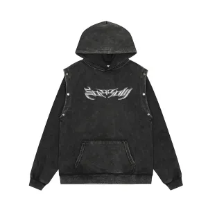 xiangtuibao Y2k Vintage Letter Washed Front Pocket Hooded Hoodies for Men Streetwear Ropa Hombre Sudaderas Pullover Sweatshirts Oversized
