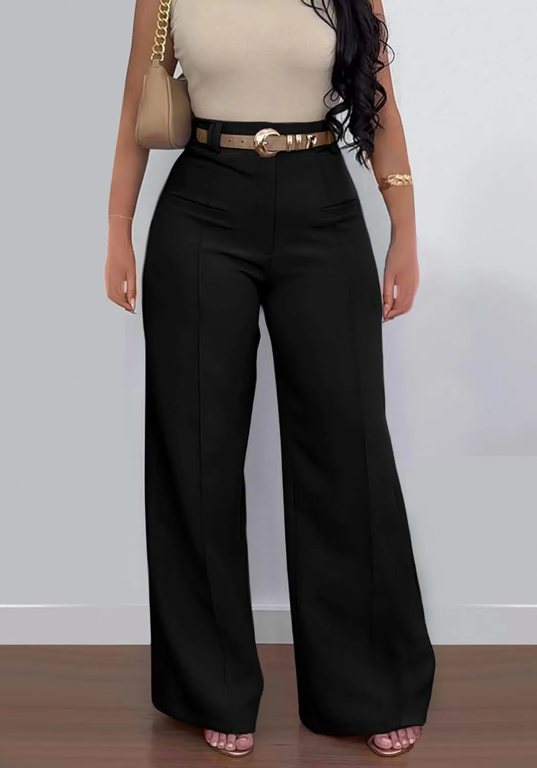 YOOTIKO Womens Wide Leg Dress Pants High Waisted Straight Leg Slacks Business Casual Work Trousers