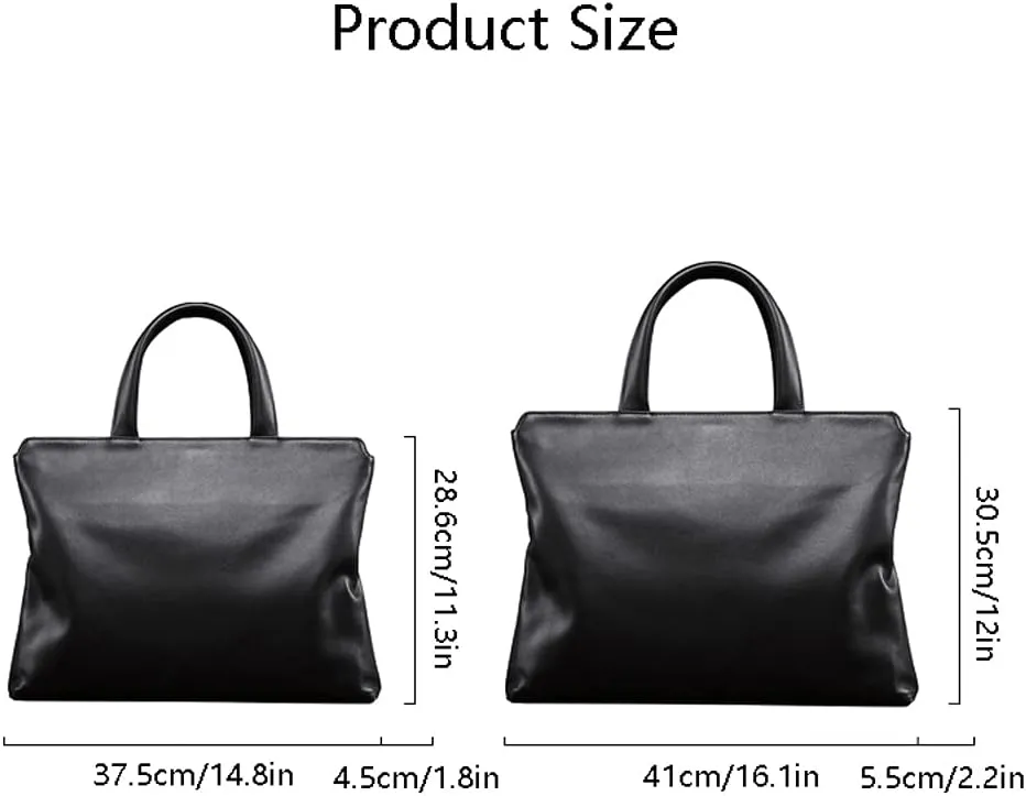 Zipper Leather Briefcase,14-inch Laptop Bag,Comfortable Hand Bag Diagonal Bag,Black Men's Office Bag,Suitable Business Office (Color : Black, Size : 14 inch)